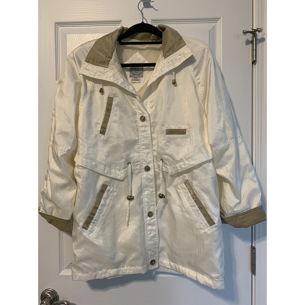 Vintage Be In The Current Seen Jacket Windbreaker Ivory & Gold Size Medium NWOT